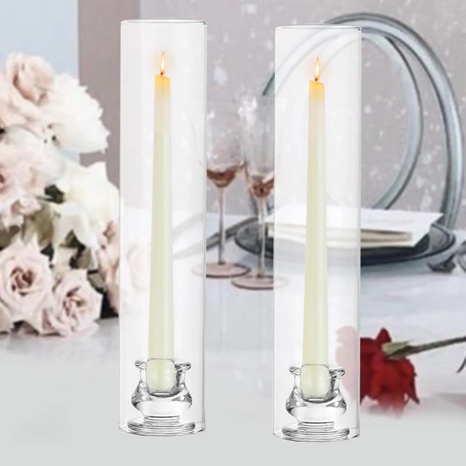 2Pcs Tall Candlestick Holder Table Centerpiece European Modern 30.5cm Candlestick Stand for Mantel Party Dinner Parties