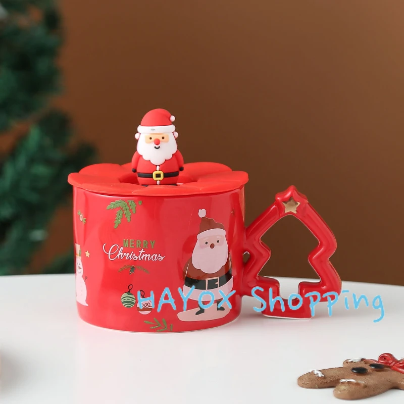 Christmas Mug Hand-painted Gingerbread Man Ceramic Mugs Coffee Cup Breakfast Milk Cups Christmas Decoration Gift 400ml Drink Cup