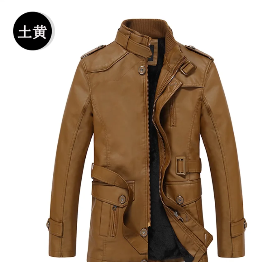 

Winter mid length men's jacket with added velvet and thick fur