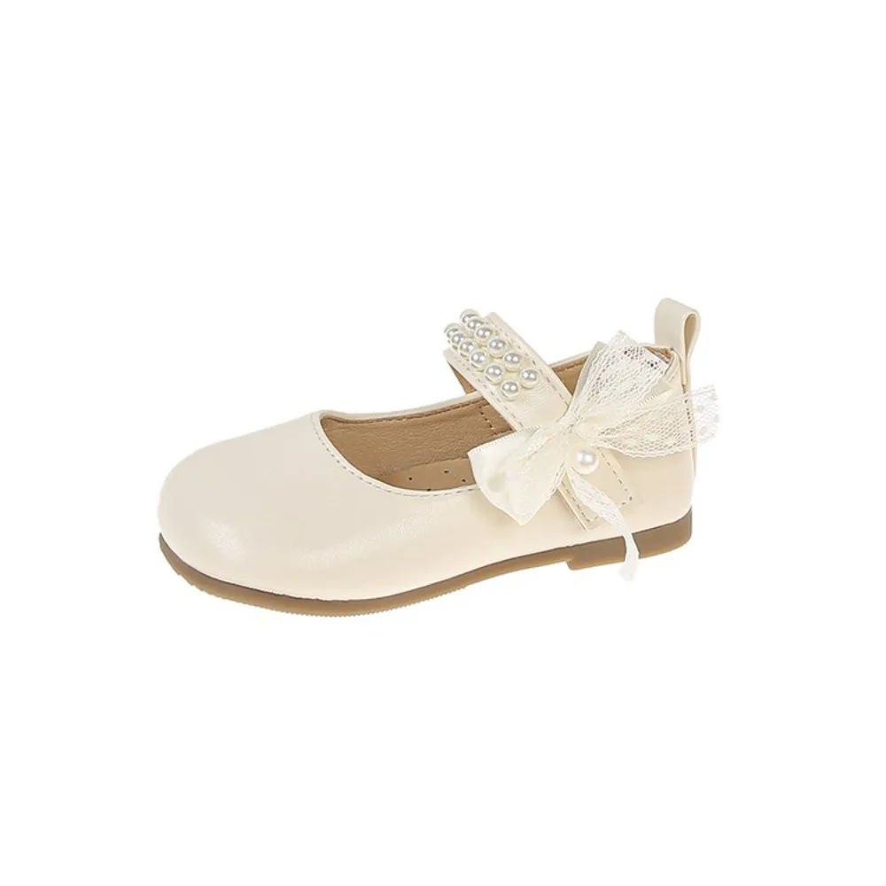 

New Spring Summer Style Leather Shoes Girls, Fashionable Versatile Princess Shoes Lace Trim, Soft Sole, Non-Slip, Square Dance