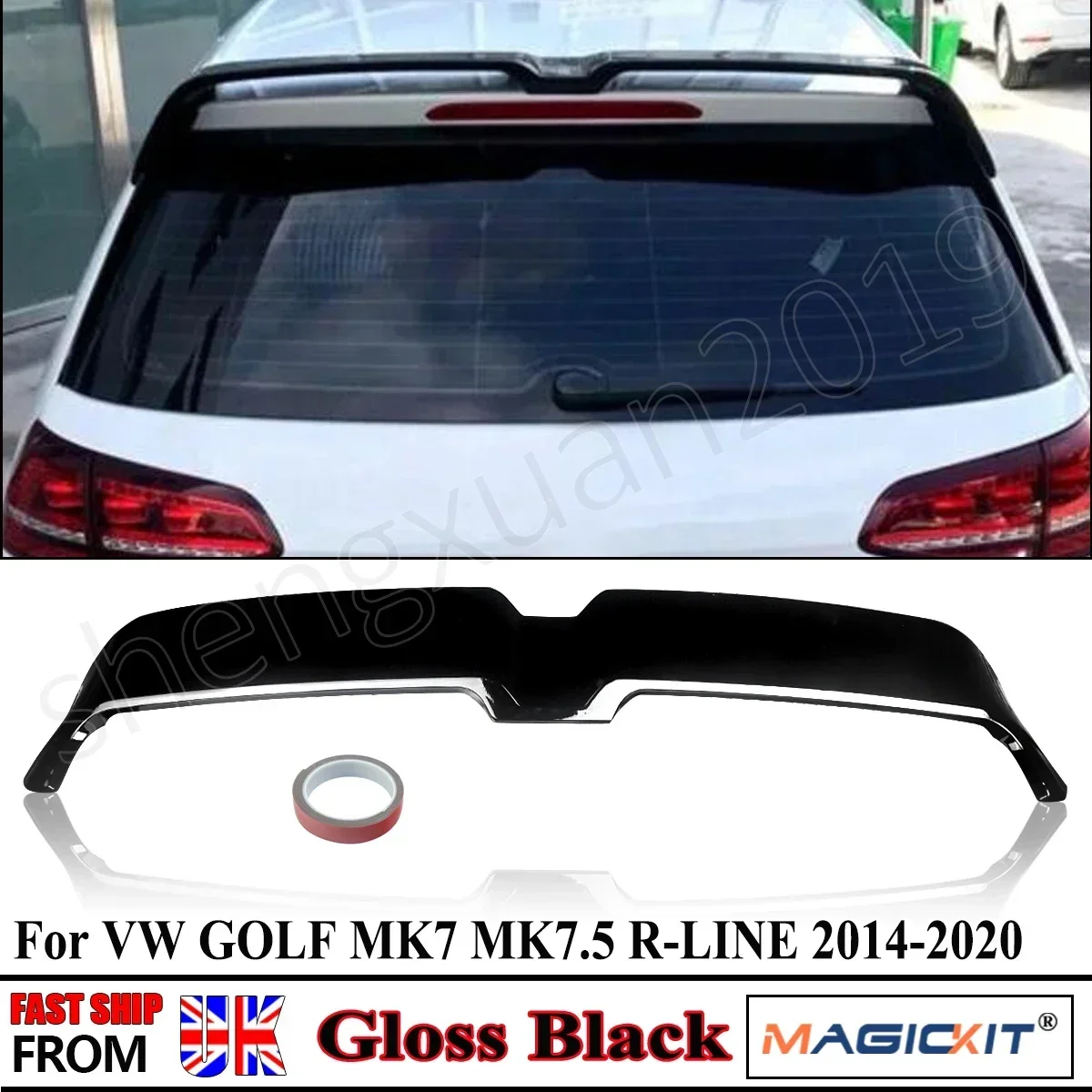 Fit For 2015-19 VW Golf 7 MK7 MK7.5 R-Line Rear Upper Window Spoiler Wing Lip