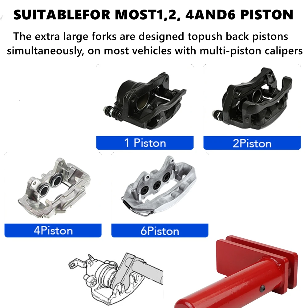 Brake Pad Spreader Caliper Press Tool Heavy Duty Piston Brake Caliper Compression Tool For most 1, 2, 4, and 6 Piston