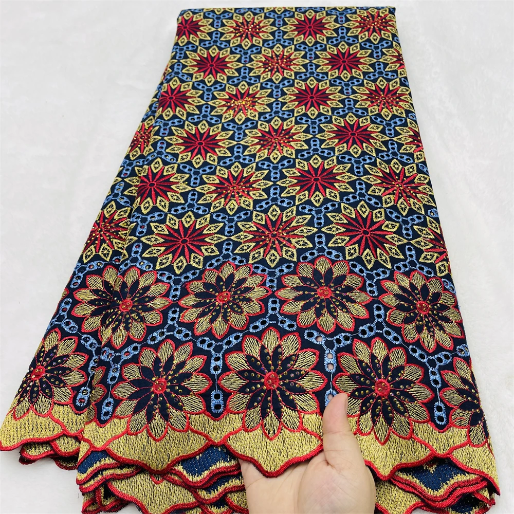 

Swiss Voile Lace High Quality african fabric for women Cotton Embroidery with Rainstones for Women Dresses 2026