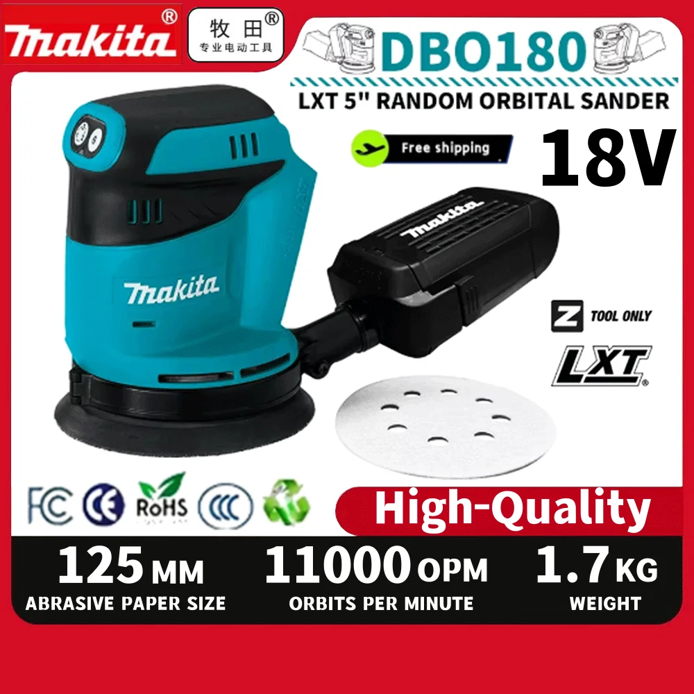 Makita DBO180Z 11000OPM Cordless Rechargeable Disc Random Orbital Sander Woodworking Sanding Putty Polishing 18V Lithium Tool