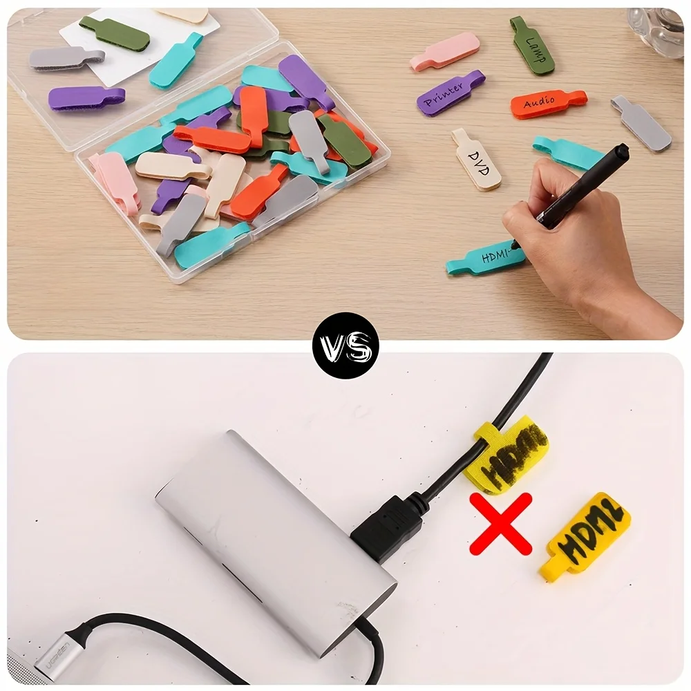 35/70pcs Reusable Multicolor  Waterproof Cable Labels Color-Coded Organizer Straps for Data Charger Cords Home Office Travel