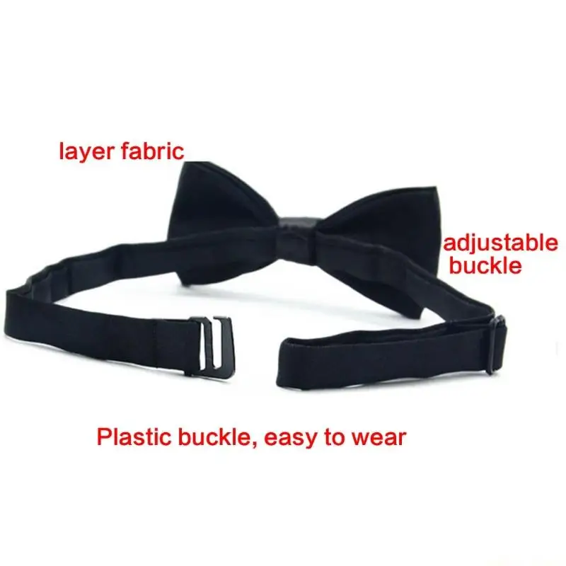 31BF Adjustable Children Bowtie Wrinkle Resistant Kids Necktie For School Event Gathering Double Layer Neckband for Daily Use