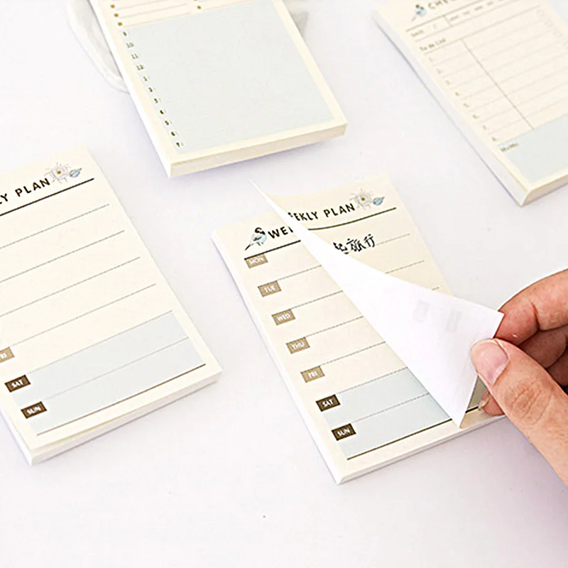 Simple Memo Pad Note Book Tearable Kawaii Decoration Sticky Notes Hand Account Memo Message Paper Check List Weekly Month Plan