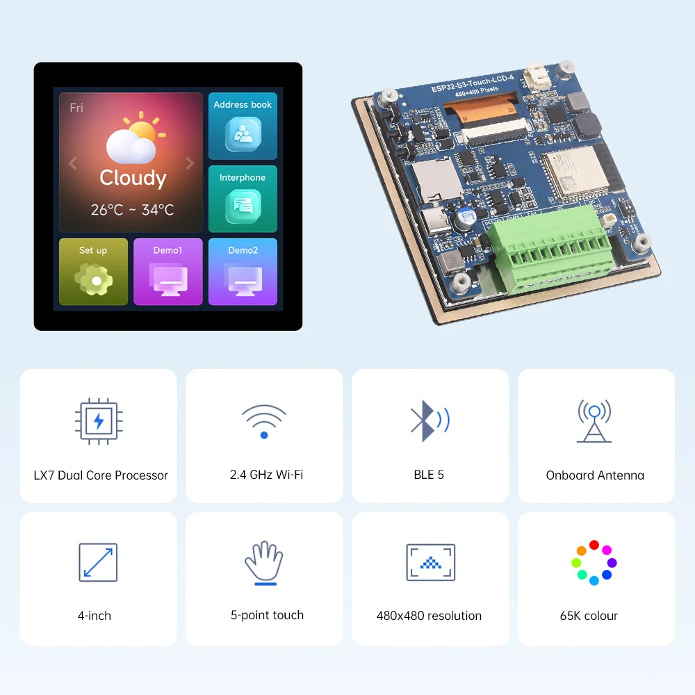 ESP32-S3-Touch-LCD-4 development board 4-inch capacitive touch display 480x480 based on ESP32-S3 microcontroller sensor