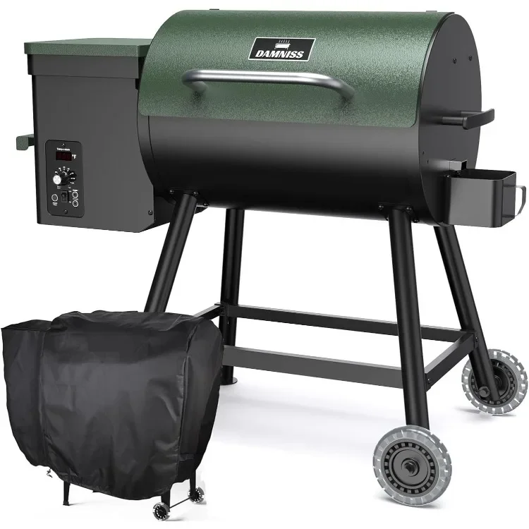 

Wood Pellet Grill & Smoker 8-in-1 Pellet Grill with Automatic Temperature Control, & Rain Cover 456 Sq in Area