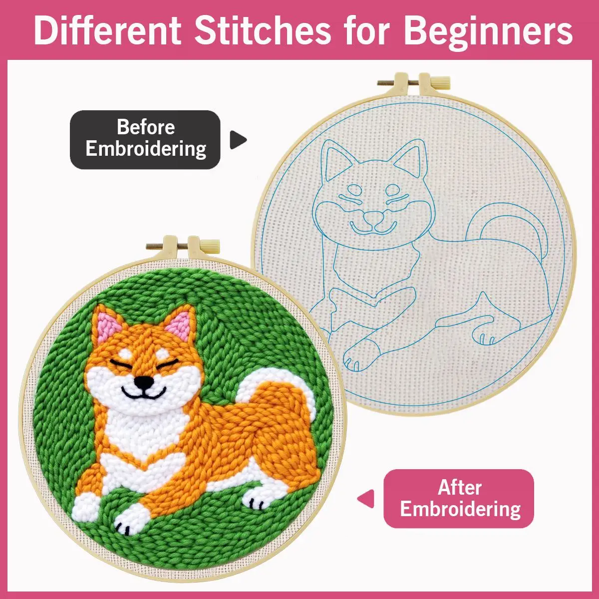 20X20CM/7,87 Zoll Tier - Hund Stanznadel-Stickset, Stickerei, gestrickte Stickerei, DIY handgemachtes Geschenk, Nähkunst – Detail 4