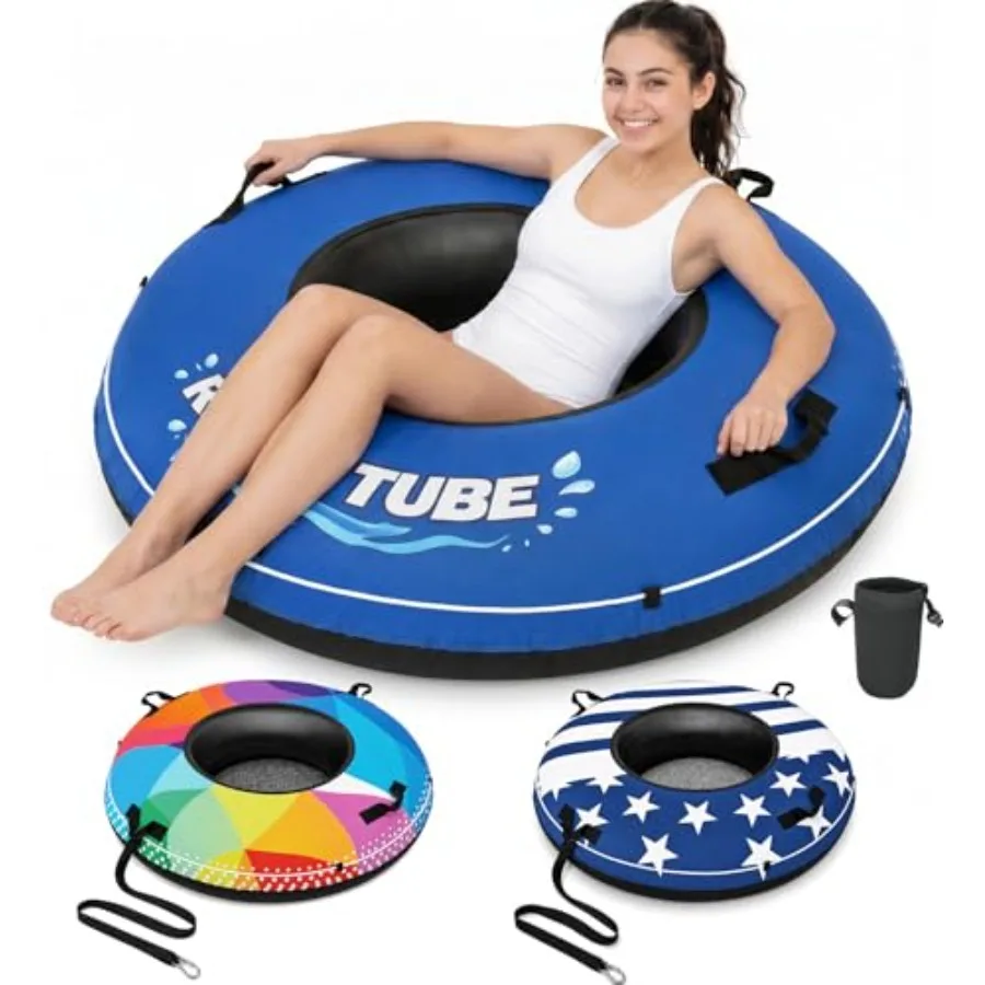 River Tube 48'' Heavy Duty Rubber River Float Tube for adults lake pool floating rubber material black color commercial grade i