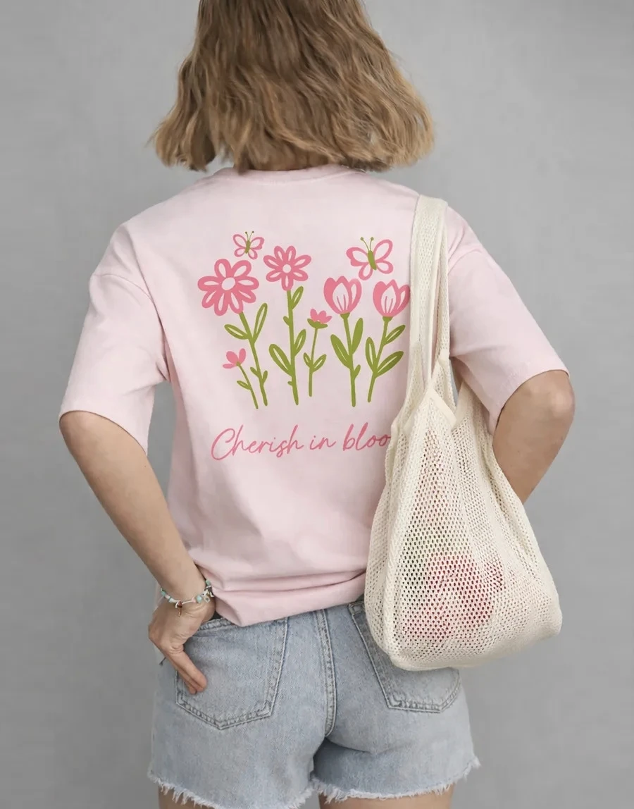 Casual Fashion Printed Loose Short Sleeve T-shirt Women's Cotton round Neck Top Comfortable Breathable Sweat Absorbent Shirt