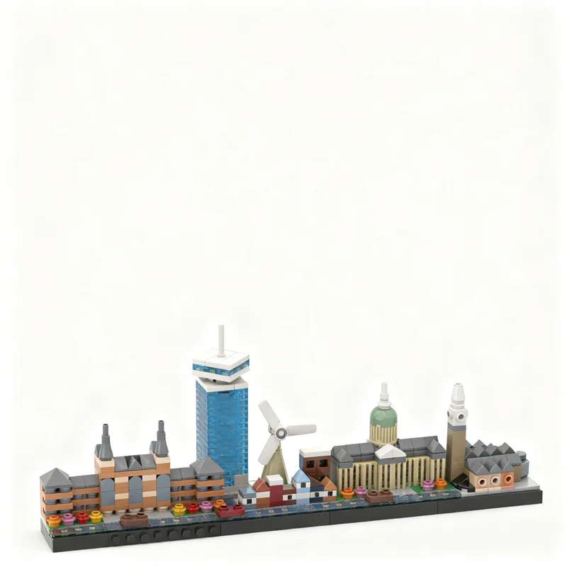 453PCS MOC Architecture Amsterdam Skyline Model Custom Building Blocks DIY Assembly Display Gift Collectible Decoration Ideas