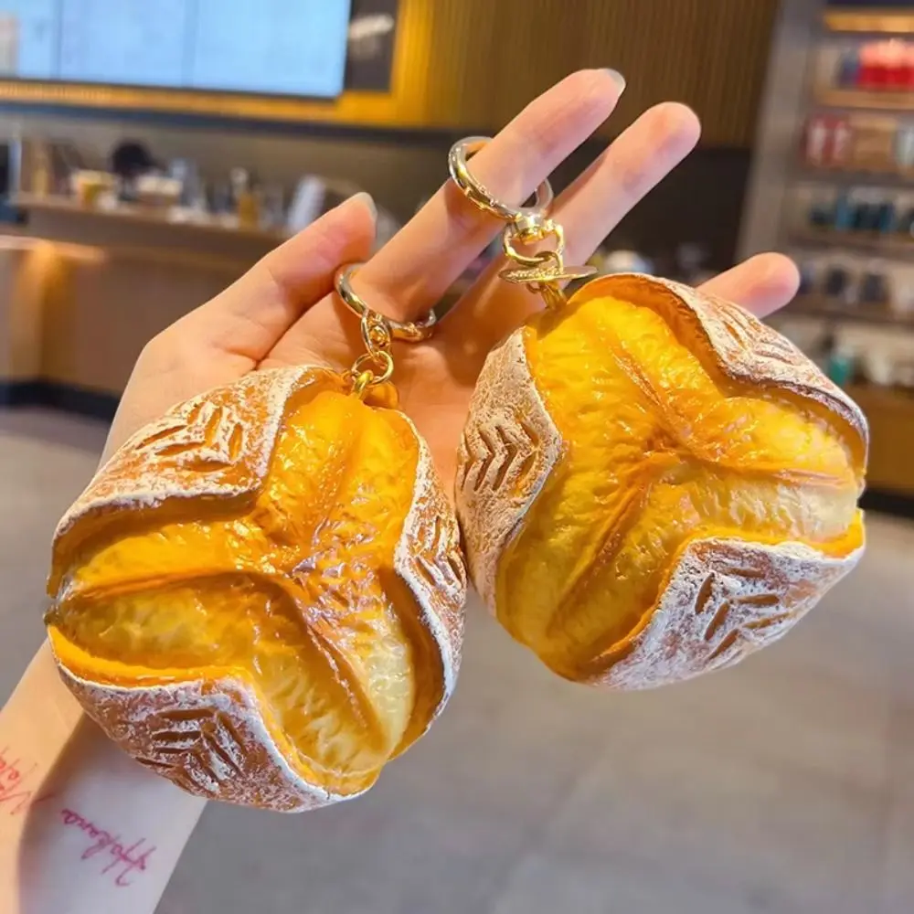 Realistic Bread Squishy Keychain Soft-PU Slow-rebound Simulation Bread Squeeze Scented Mini-size Food Bread Ornaments Backpack