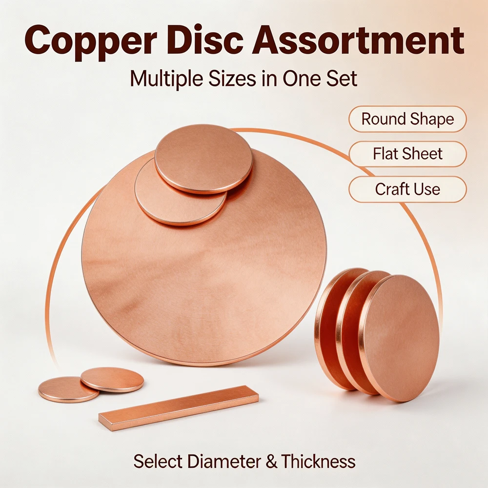 2-10Pcs T2 Coppers Round Disc Plate, 30-50mm Diameter 0.1-5mm Thick Coppers Disc for Crafts Heat Sink Electrical