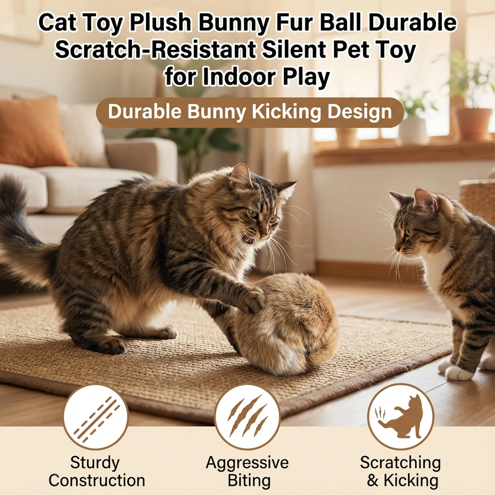 1/2/3/6pcs Rabbit Fur Ball Interactive Cat Toy Pet Product Containing Catnip Toy Ball Chasing Plush Toy Ball Cat Accessories 8cm image 3
