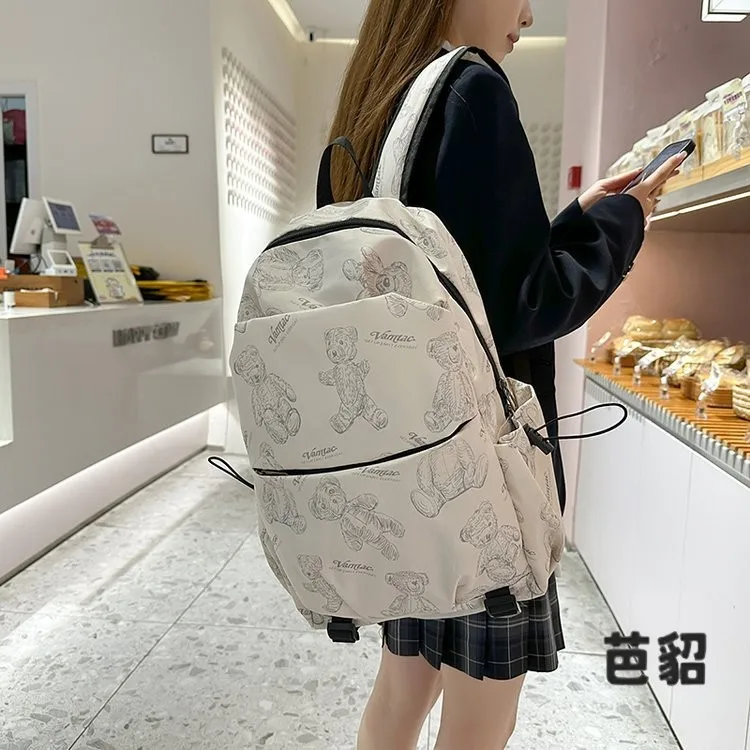 Large Capacity Bear Backpack for Junior High School Girls 2026 New Style Primary School Student Shoulder Bag Soft Material