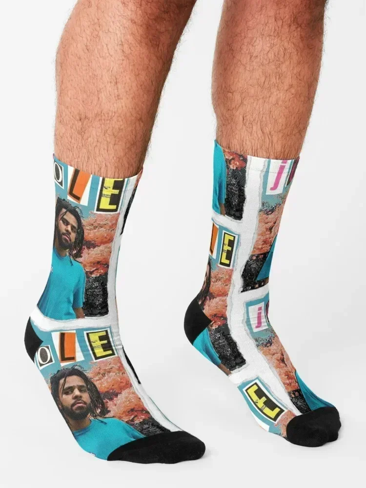 J. Cole Scrapbook Effect Socks hip hop luxury kawaii luxe Socks Ladies Men's
