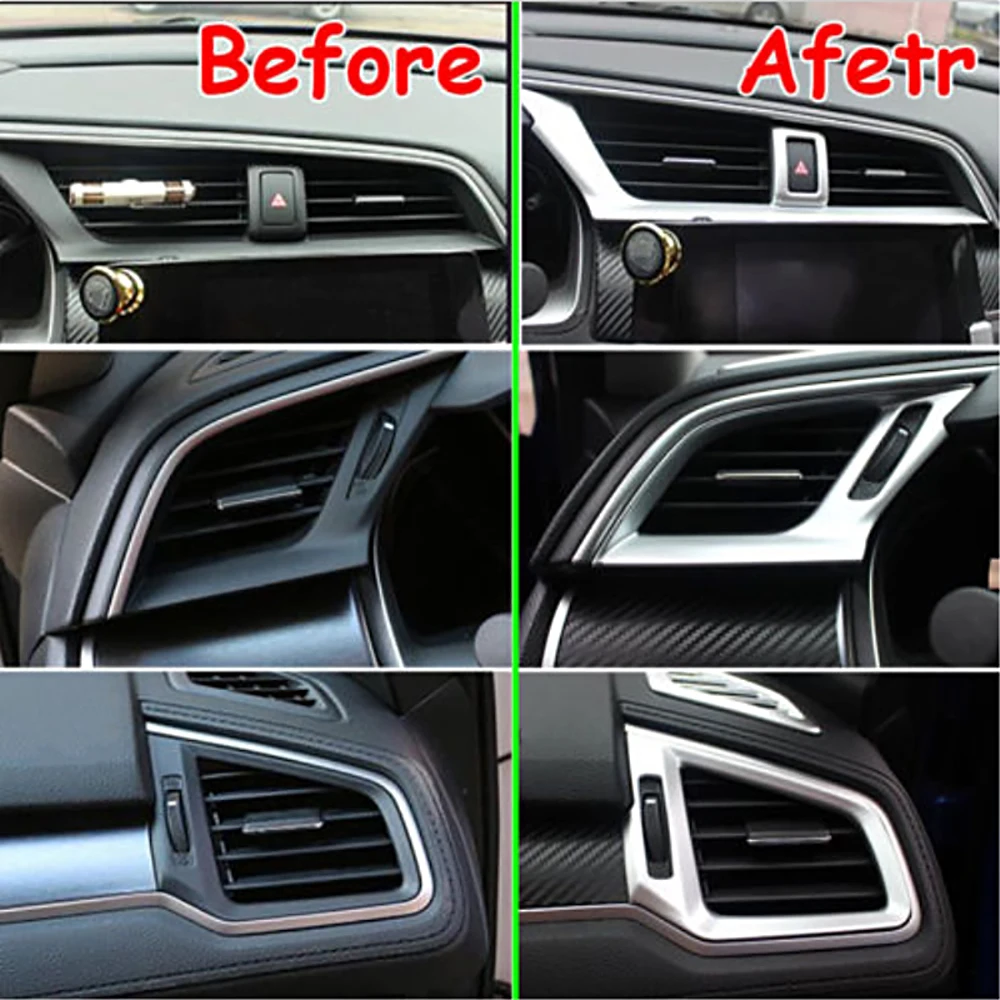 Carbon Fiber Car Dashboard AC Air Vent Outlet Cover Trim for Honda Civic Sedan 10th 2016 2017 2018 2019 2020 2021 view 5