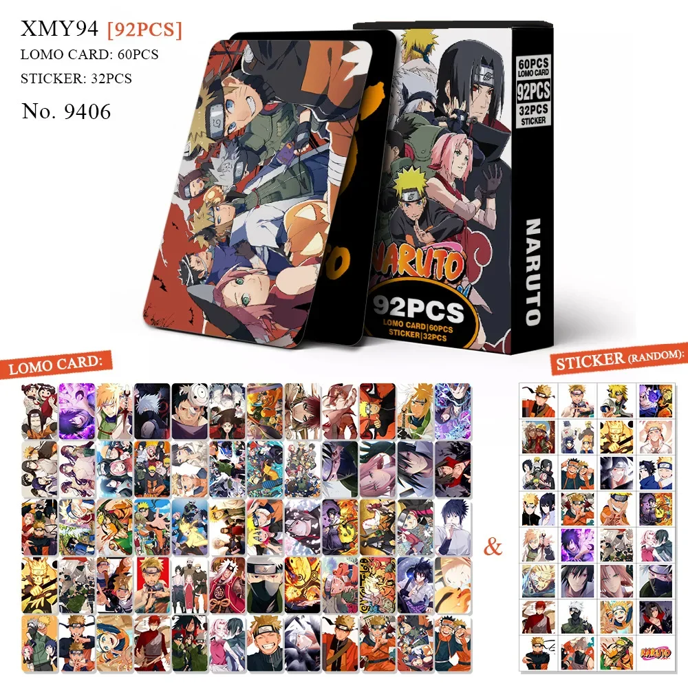 Kawaii 92PCS Dragon Ball Lomo Cards Demon Slayer Double-sided HD Color Printing Anime Cards NARUTO Anime Peripherals Photo Card