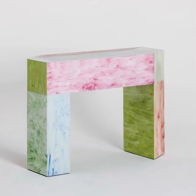 

Medieval Italian designer color painting solid wood dopamine entrance platform exquisite