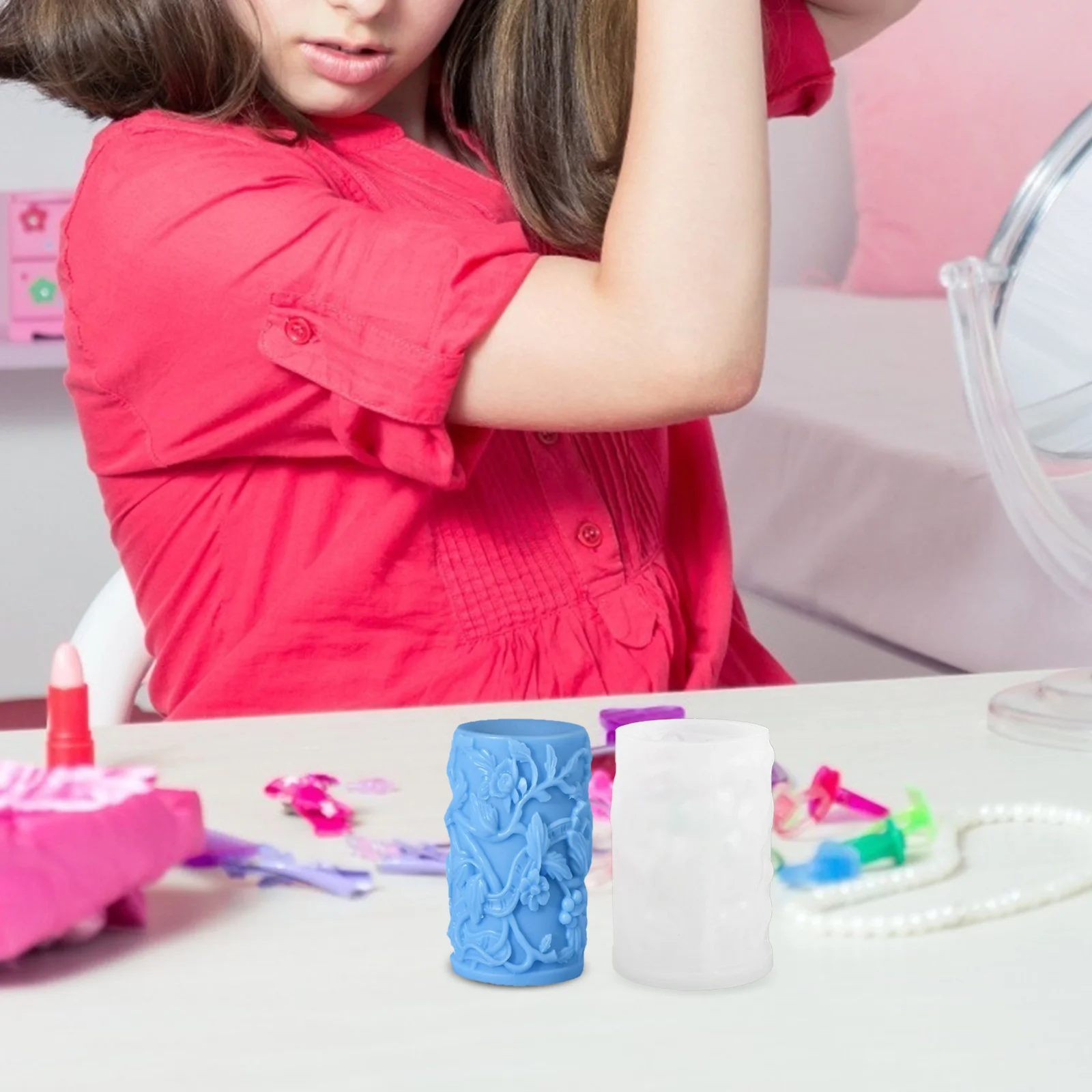 

Embossed Flower Shaped Silicone Mold DIY Scented Aromatherapy Making Craft Tools Flexible Reusable Safe