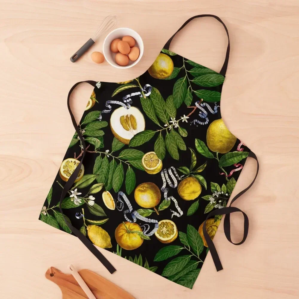 

Lemon Tree - Black Apron barber uniform Barista restaurant accessories Cooking Clothes Apron