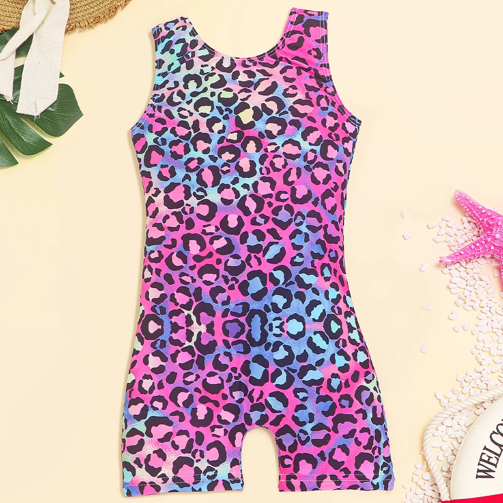 Girls One Piece Swimsuits Hawaiian Swimming Costume Summer Beach Sport Bathing Suit Leopard Print Swimwear