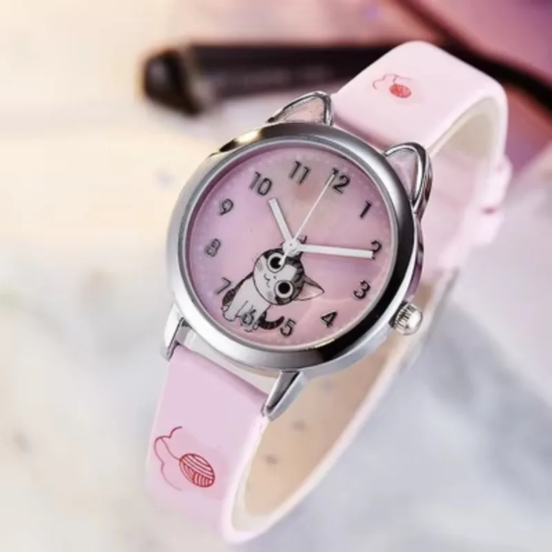 Reloj de estudiante para mujer, regalo femenino, bonito diseño de gato y queso, relojes para niños, relojes analógicos de cuarzo para niñas