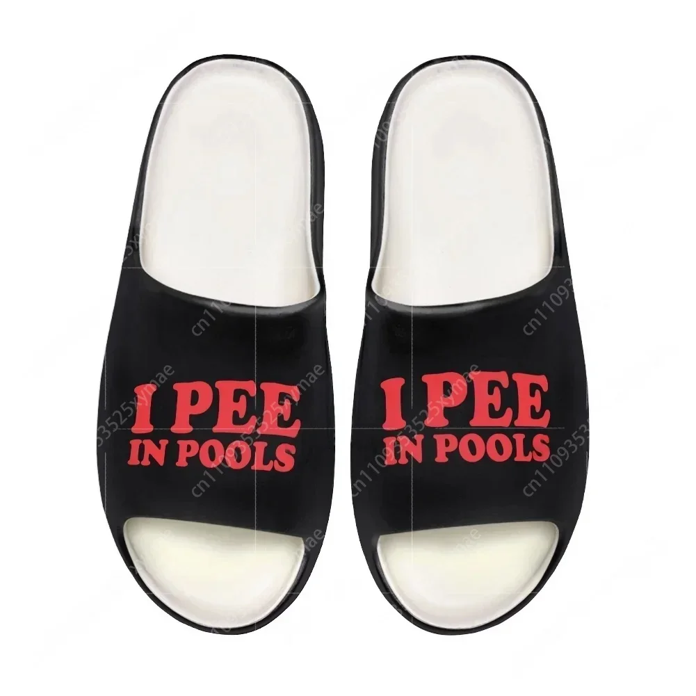 I Pee in Pools Soft Sole Sllipers Mens Womens Teenager Bathroom Home Clogs Customize Made Beach Water Shoes on Sandals Shoes