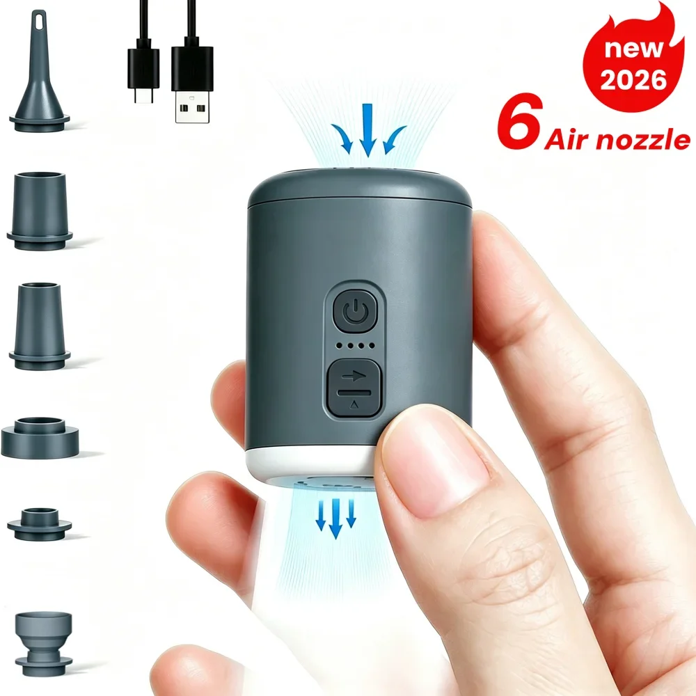 Mini Electric Inflatable Air Pump 3-in-1 with Lights Wireless Air Compressor Pump for Camping Hiking Inflate & Deflate Equipment