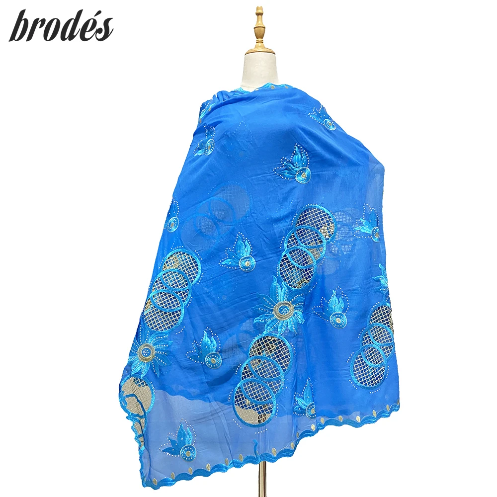 2022 Muslim Fashion Hijab Scarf African Women Scarves Headscarf Turkush Indian Arabic Foulard Cotton Hijab Embroidery BX-056