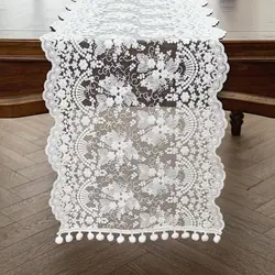 Vintage Lace Floral Table Runner Table cover Lace Tablecloth Hotel Home Boho Birthday Wedding Party Banquet Decor Dust Cover