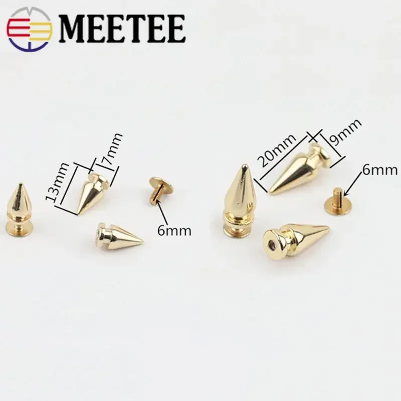 10/20Pcs Colorful Punk Clothes Shoes Decor Rivet Buckle Metal Spikes Cone Studs Bag Bottom Nails DIY Leather Crafts Accessories