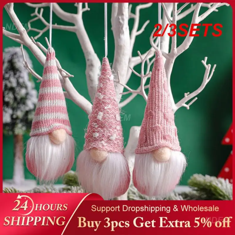 2/3SETS New Christmas Decorations Knitted Small Pendant Christmas Tree Pendant Forest Old Man Faceless Doll Kids Christmas Gifts