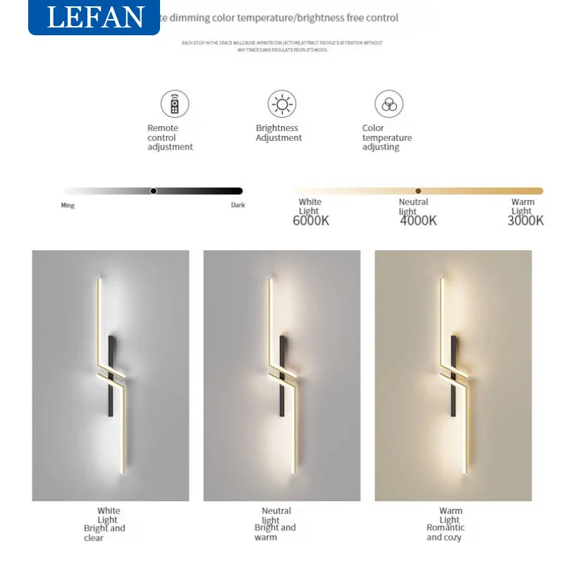 Imagem -05 - Moderno Minimalista Led Cabeceira Lâmpada de Parede Luz Interior Sala Quarto Escadas tv Fundo Decoração Luzes Lâmpadas