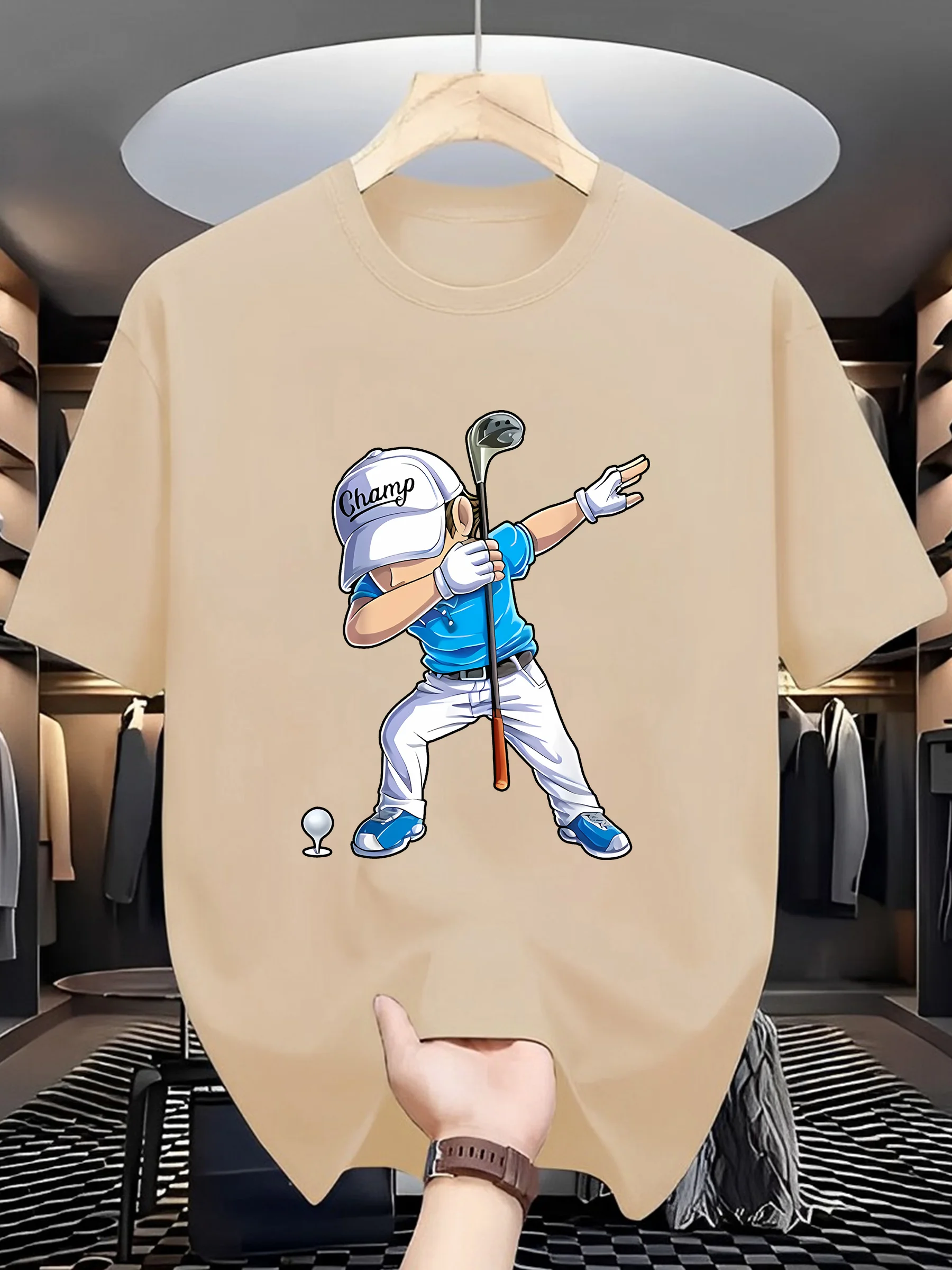 Camiseta de Manga Curta Y2K co - Men'S Fashion Golf Clothing avaliação e preço