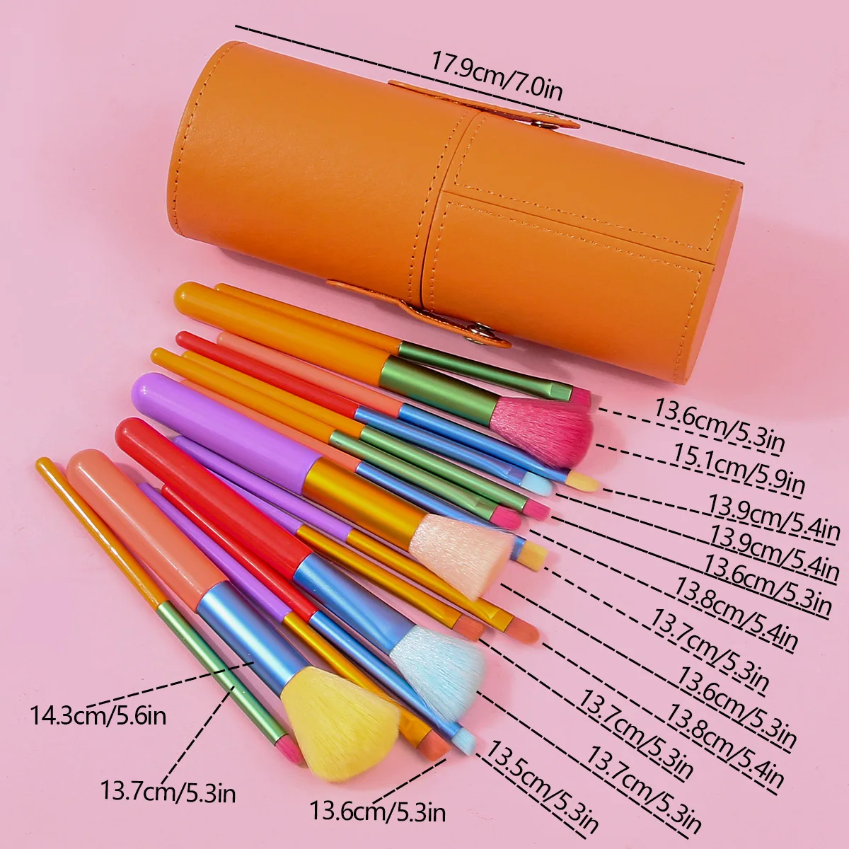 15-delige professionele make-upborstelset met reisetui - Zachte oogschaduw Blush Foundation-borstels, draagbare cosmetische kit