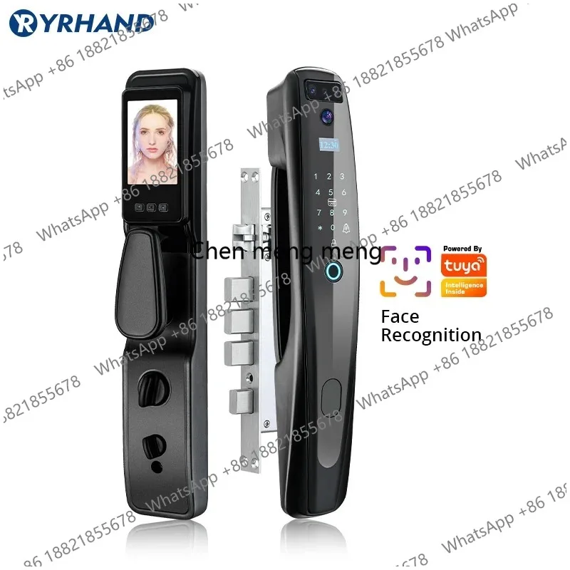Smart Door Lock 3D Face Recognition Fingerprint Digital Wifi Lock with Connected Camera Monitor Wireless Outdoor Security