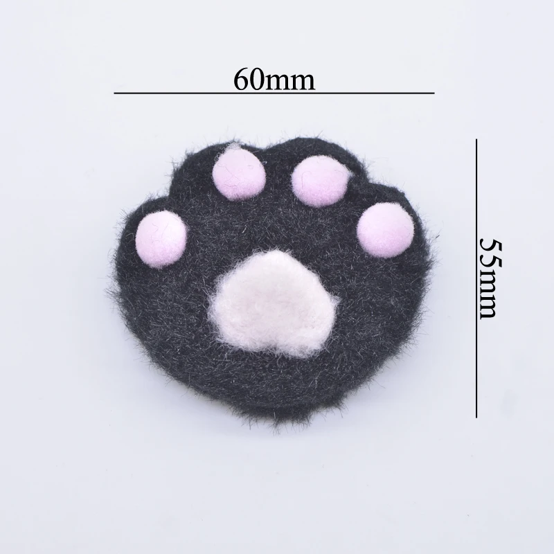 12Pcs 60*55mm Padded Plush Cat Paw Applique for DIY Headwear Hair Clips Bow Decor Accessories Clothes Hat Shoes Sewing Patches