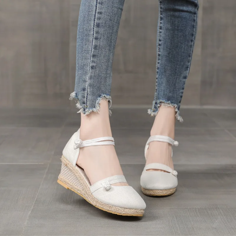 Elegant Woman Heeled Shoes Summer 2023 Espadrilles Wedges Sandals Women Casual Comfort Party Pumps Loafers Zapatos De Mujer