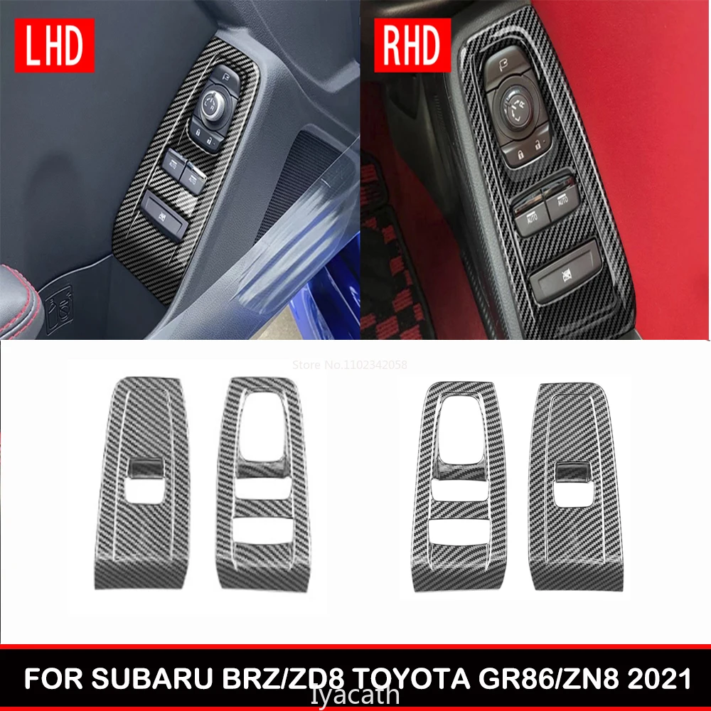 

LHD RHD ДЛЯ SUBARU BRZ/ZD8 TOYOTA GR86/ZN8 2021 2022 ABS подлокотник двери из углеродного волокна, переключатель подъема окна, стеклянная крышка кнопки подъема