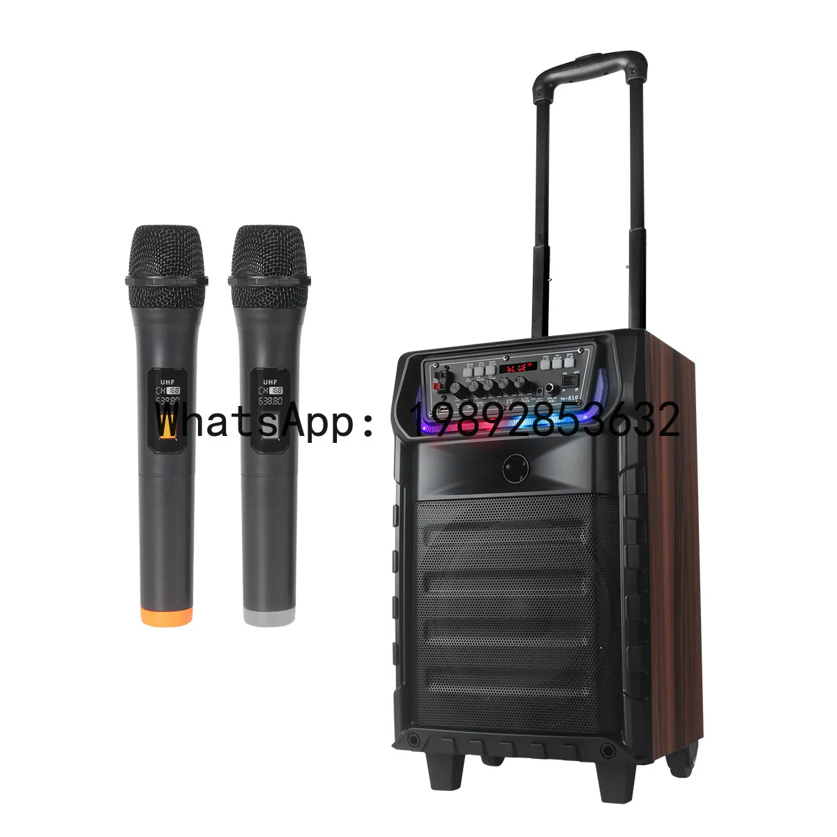 Square dance tie rod high-power audio portable home outdoor singing double wheat with colorful lights bluetooth speaker
