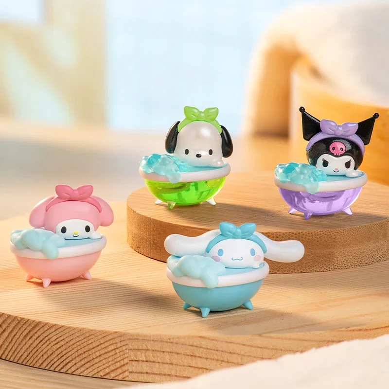 MINISO-Sanrio Bubble Bath Series Blind Box, Cute Bean Bag Decoração, Brinquedo Infantil, Surpresa Gift, Kawaii Hello Kitty Kuromi