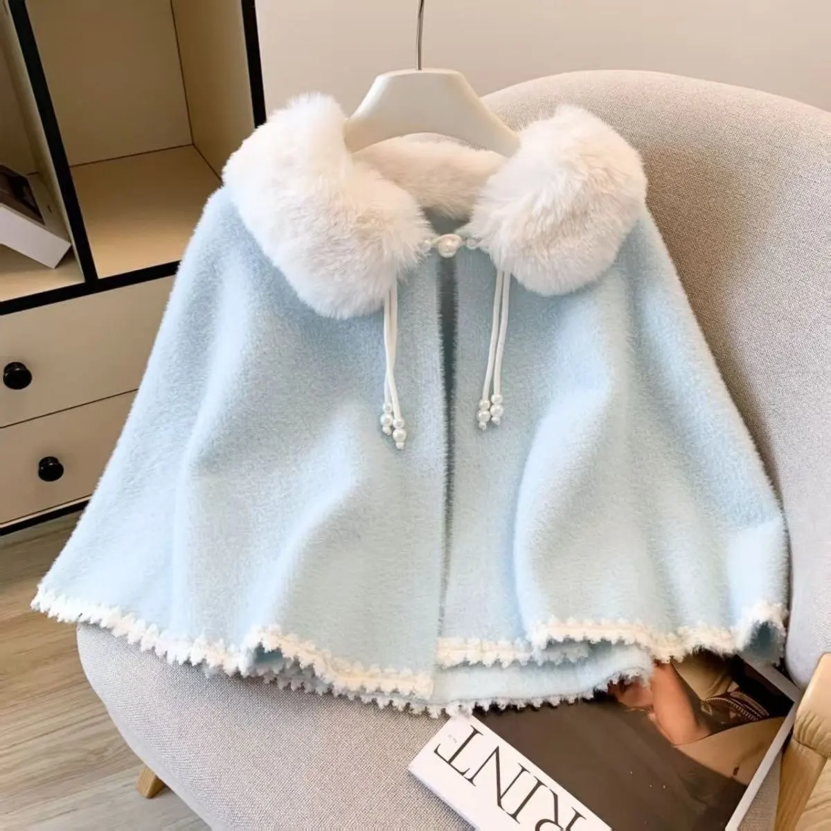 Womens Cloak Party Fur Short Cape