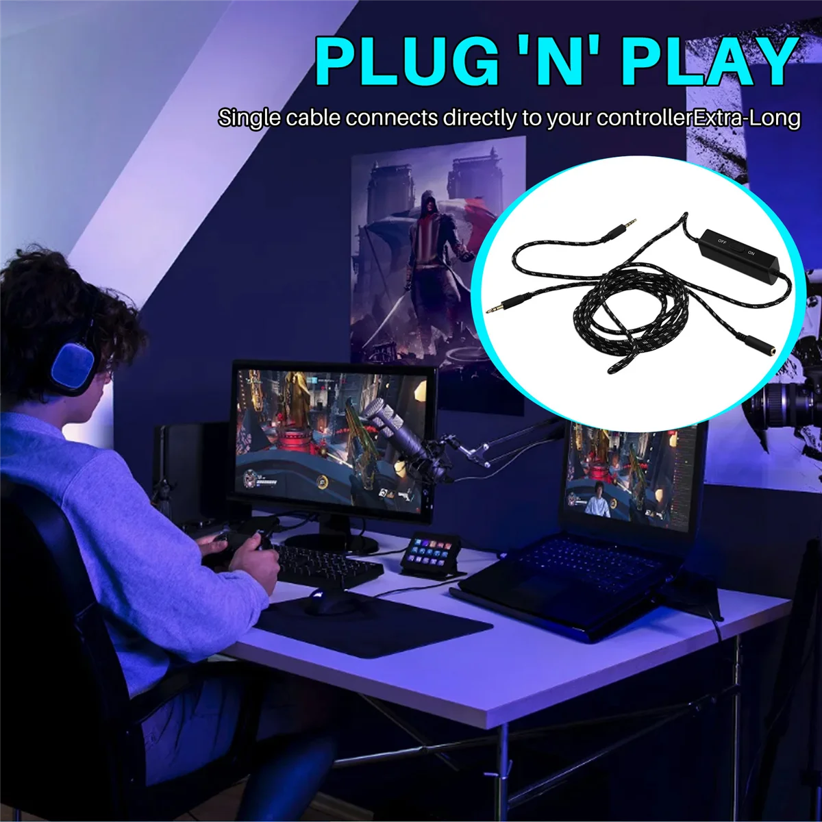 Cable Pro de Chat de línea de reducción de ruido para HD60 X, HD60S, reemplazo de adaptador de tarjeta de captura