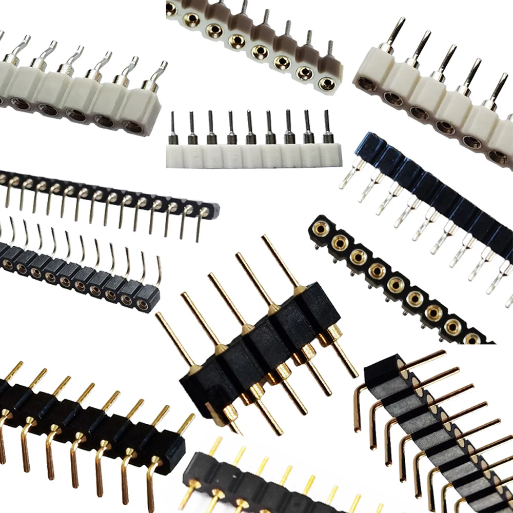 10szt 2.54mm L7.43mm Okrągłe gniazdo żeńskie jednorzędowe RA 1x40Pin Poziome SMT Złote okrągłe gniazdo z otworem 0.1" Męski pin