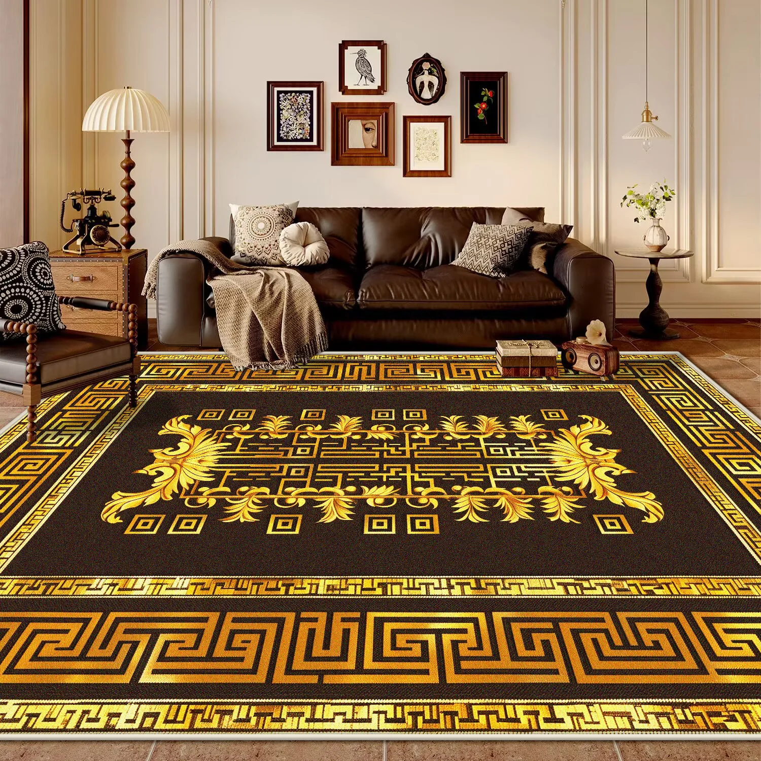 

Высококачественный роскошный золотой ковер для гостиной, большие коврики, декор комнаты, напольные коврики, моющийся европейский коврик татами, нескользящий 200x300 см