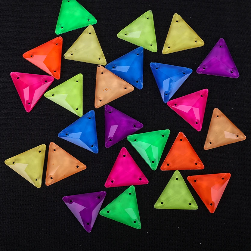 VC Neon Fluorescent Triangle Sew on Rhinestone Triangle Sewing Diamond Glass Diamond Flatback DIY Accessories Wedding