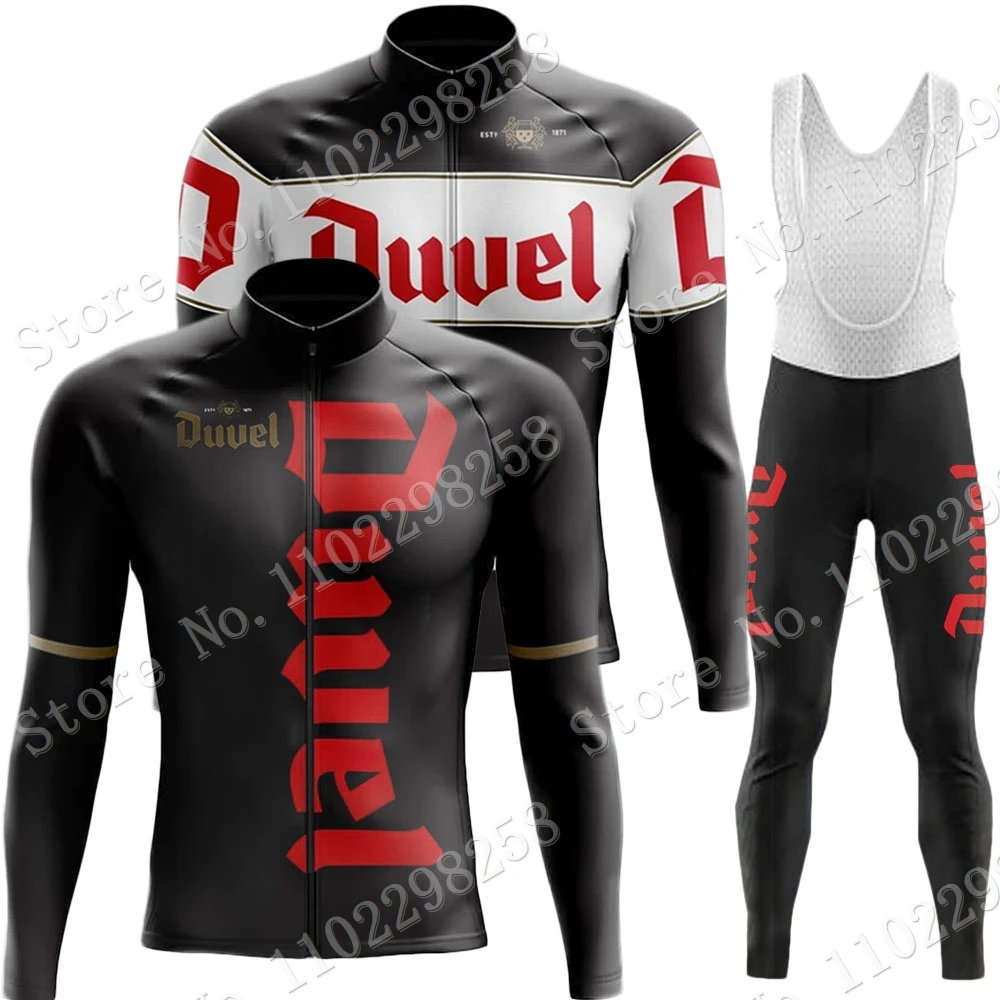 Winter 2023 Duvel Cycling Jersey Set Mens Beer Drink Belgium Cycling Clothing Long Sleeve MTB Bike Road Pants Bib Maillot